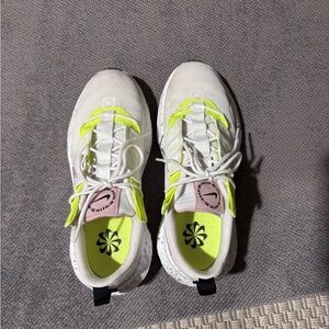 Nike White and Neon Yellow Women's Sneakers